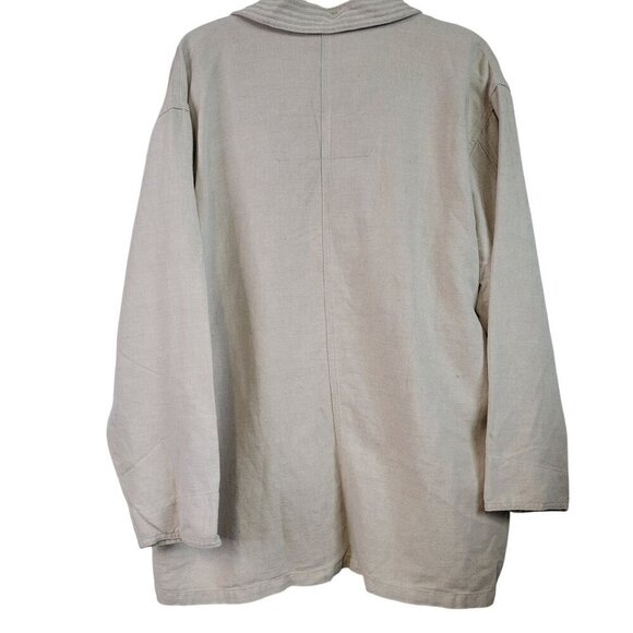 Vintage Chico's 55% Linen 45% Cotton Work Ware Long Line Utility Jacket Sz L (2) - Picture 9 of 13